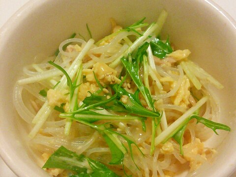 水菜と炒りたまごの春雨サラダ☆ごまだれラー油風味